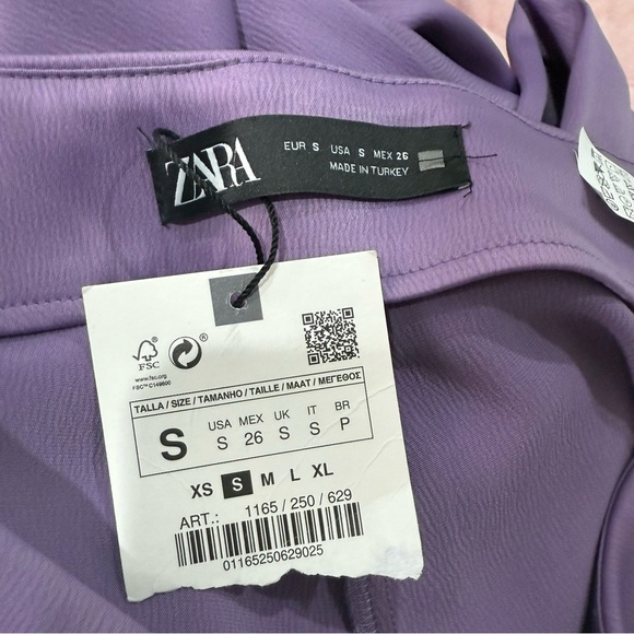 NWT Zara SET Satin Effect Blazer & Flare Pants in Purple Lavender Lilac - Picture 15 of 15